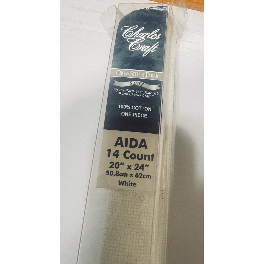 Aida 14 Count Cross Stitch Fabric‎ White 20"x24" New Cotton Charles Craft